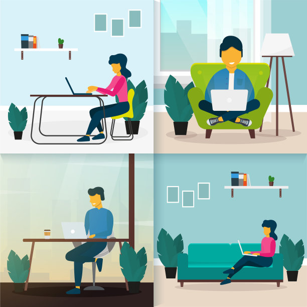 设定自由职业者或学习概念的人的工作图片下载