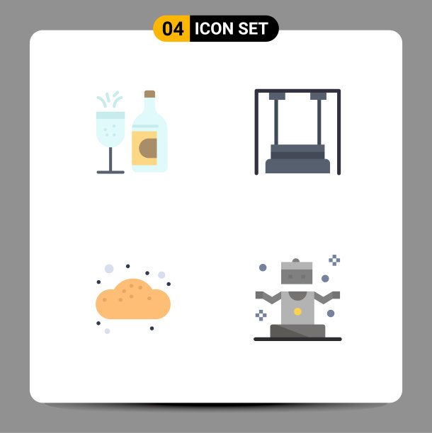 设置4个现代UI图标符号标志的玻璃图片下载