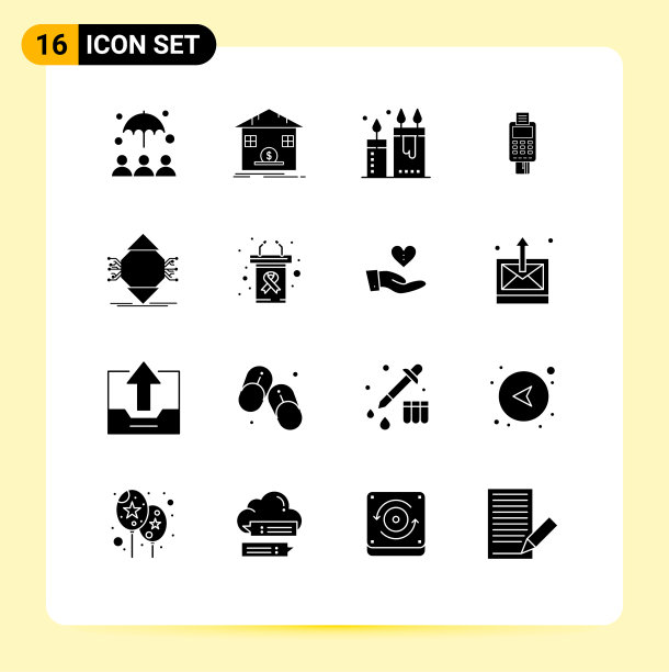 16组现代固体象形文字设置信贷图片下载