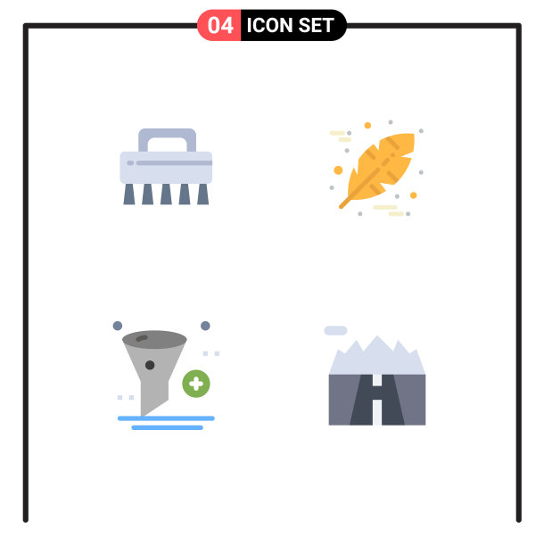 现代设置4个平面图标和符号等图片下载