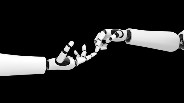 未来机器人，黑色背景下的人工智能CGI图片下载