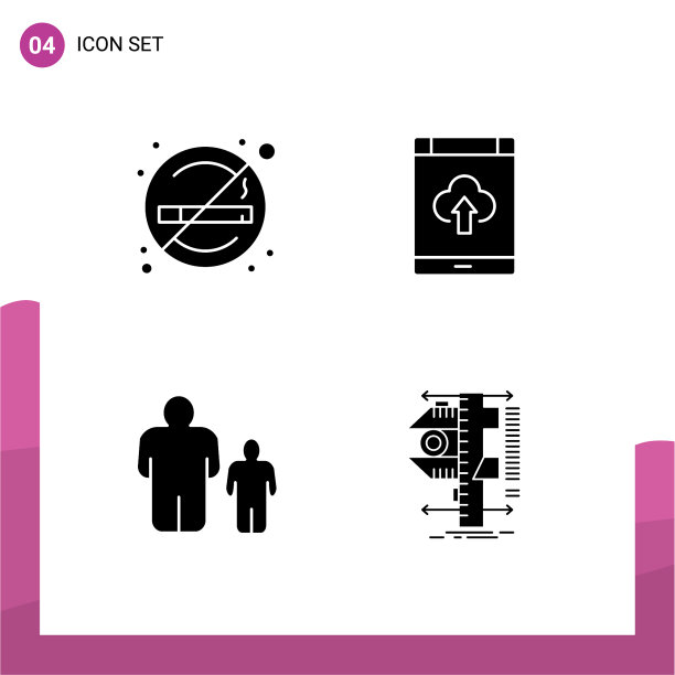 设置4个现代UI图标符号标志图片下载