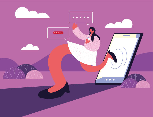 女人用智能手机聊天泡泡图片下载