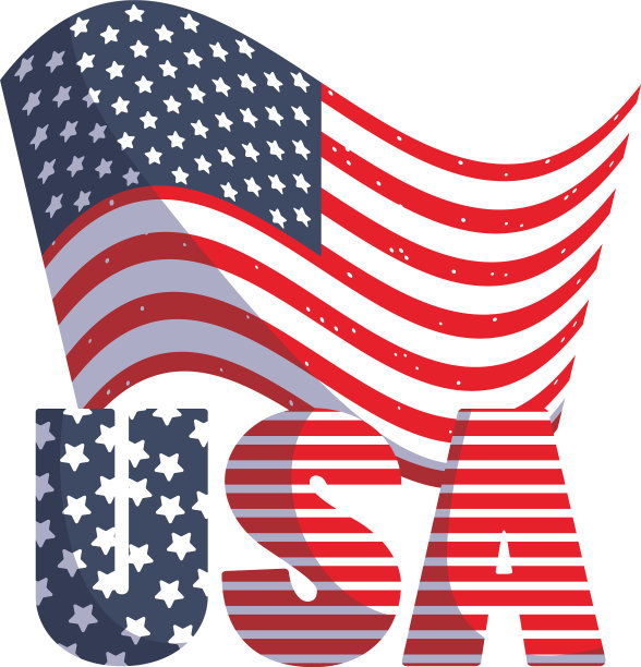 孤立的美国文本和旗帜设计图片下载