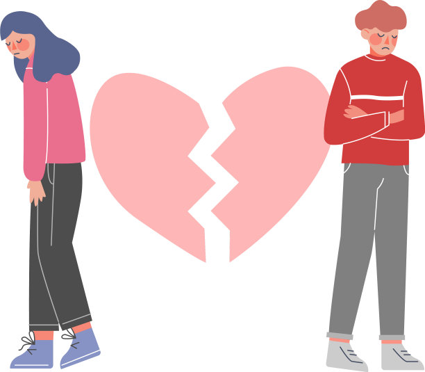 伤心的青年男女带着破碎的心分手图片下载