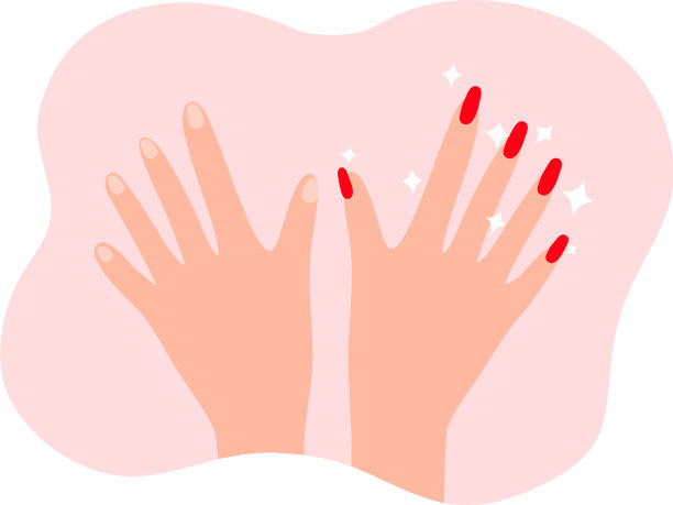 女人的手有旧的和新的红色美甲图片下载