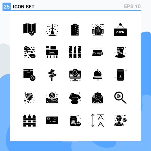 设置25个商业固体符号包的标志图片下载