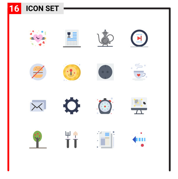 为汉堡设置的16组现代平面颜色图片下载