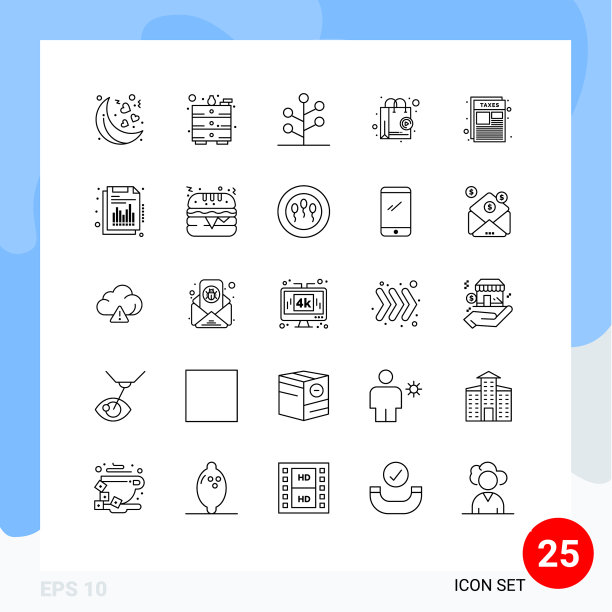 移动界面线设25个象形图图片下载