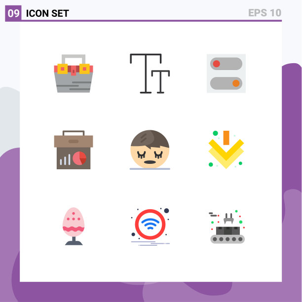 设置9个商业平面颜色包装的脸图片下载