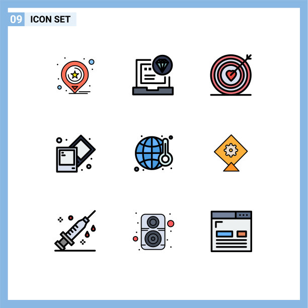 9主题填充线平色和可编辑图片下载