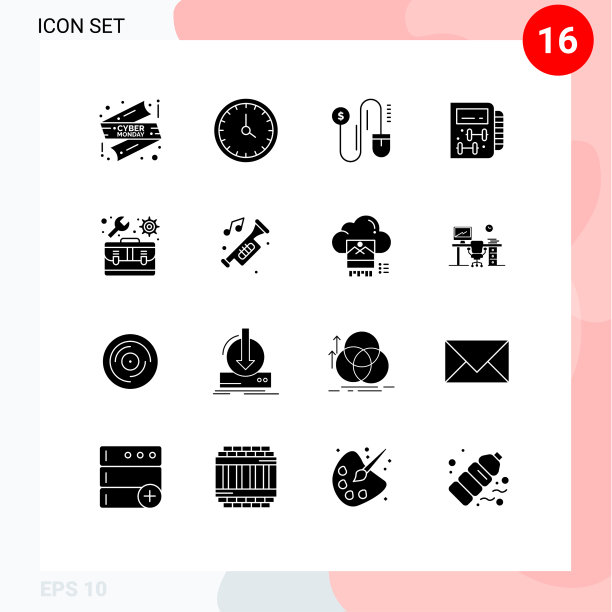 将16个实字形、符号和符号分组图片下载