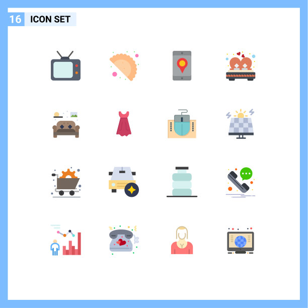 16个创意图标的现代标志和符号图片下载