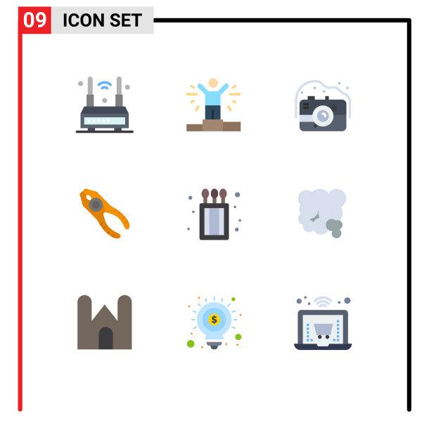 9个通用的单色标志标志露营图片下载