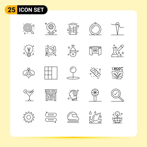 通用图标符号组25个现代线条图片下载