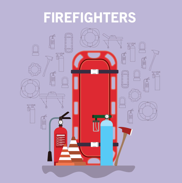 消防担架灭火器氧气瓶图片下载