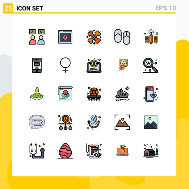 可编辑线包25简单填充线平图片下载