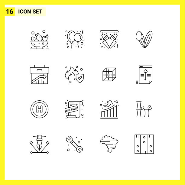 可编辑的行包16个简单的轮廓图片下载