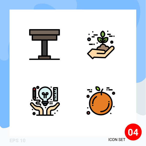 组4现代填充线平面颜色集图片下载