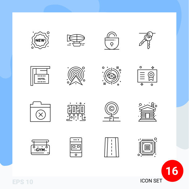 在网格上设置16个轮廓键假日图片下载