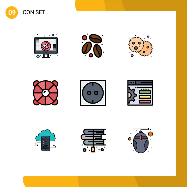 可编辑的线包9简单填充线平图片下载