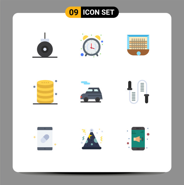 可编辑线包9个简单的平面颜色图片下载