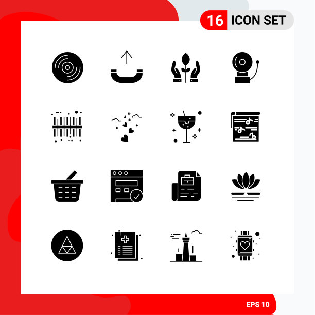 可编辑的线包16个简单的固体字形图片下载