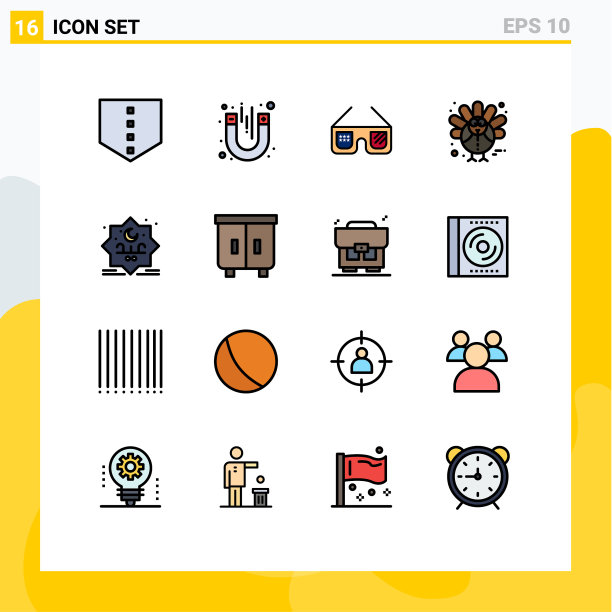 设置16个现代的UI图标符号标志的邮票图片下载