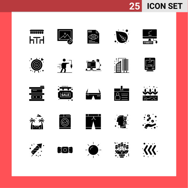 为imac显示器设置网格上的25个实字形图片下载