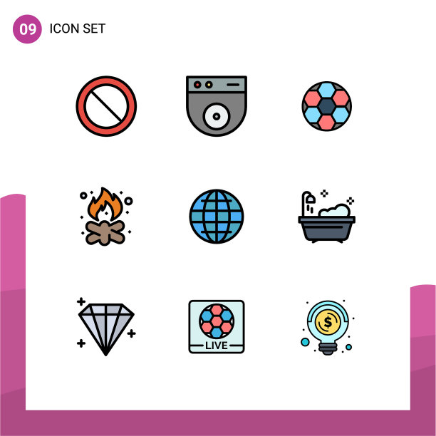 填充线平色包9个通用符号图片下载