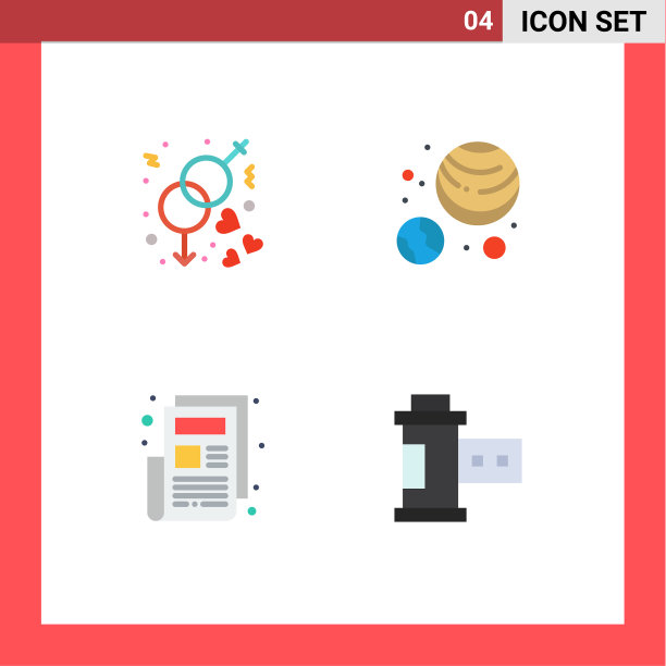4组平面图标符号和符号图片下载