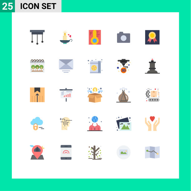 平面彩色包25通用符号徽章图片下载