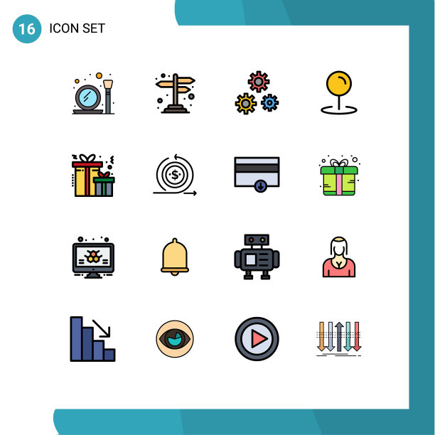 现代集16平色填充线条图片下载