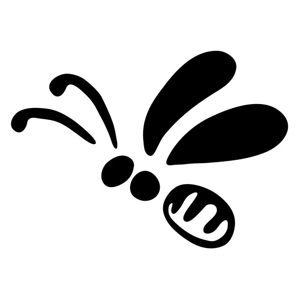 一只蜜蜂的手绘剪影图片下载