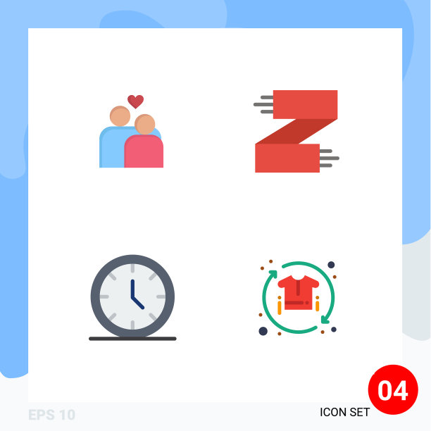 现代设置4个平面图标和符号等图片下载