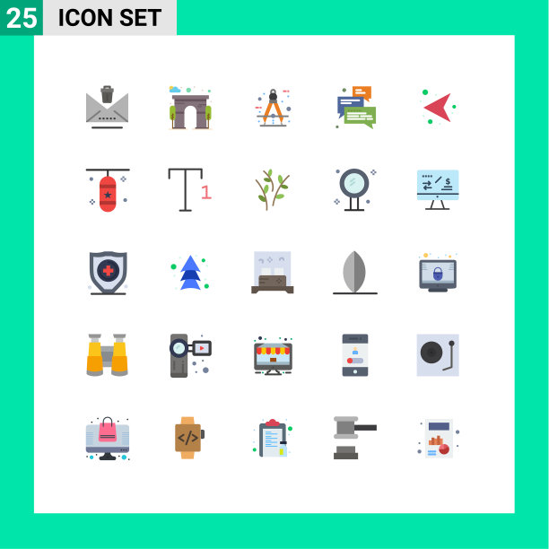 将25个单色标志和符号组合在一起图片下载