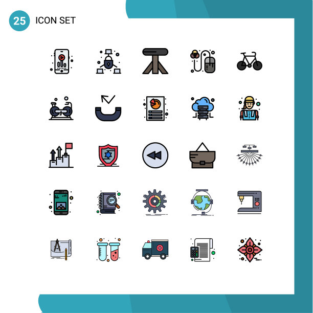 包25个创意填充线平色图片下载