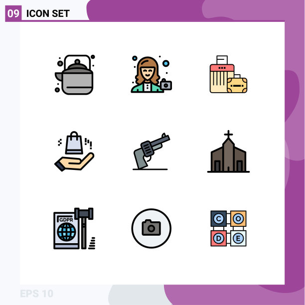 包9创意填充线平面颜色枪图片下载