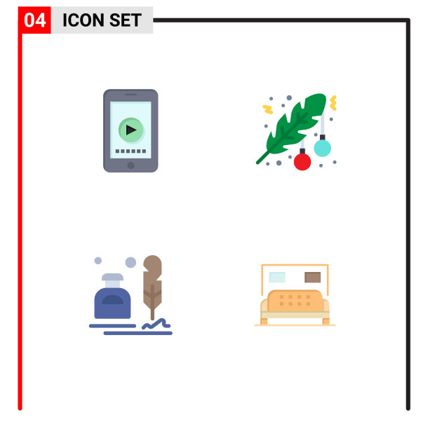 4平面图标概念的网站，移动和应用程序图片下载