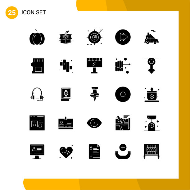 可编辑的线包25个简单的固体符号图片下载