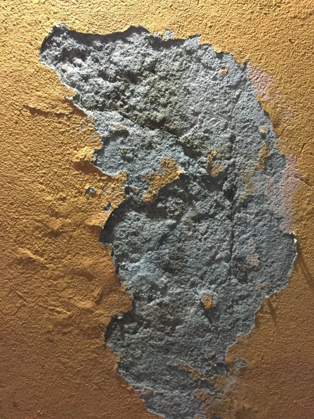 用缎子做的天花板上有潮湿的地方，油漆已经磨损了图片下载