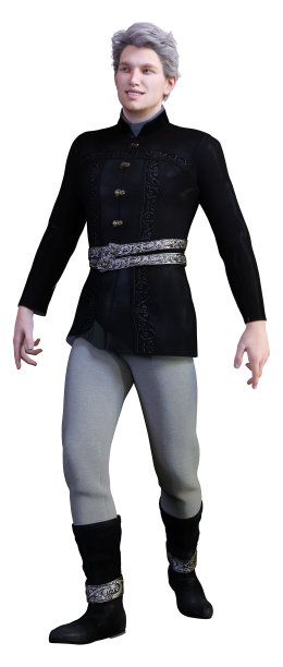 3D插图童话中世纪王子在白色图片下载