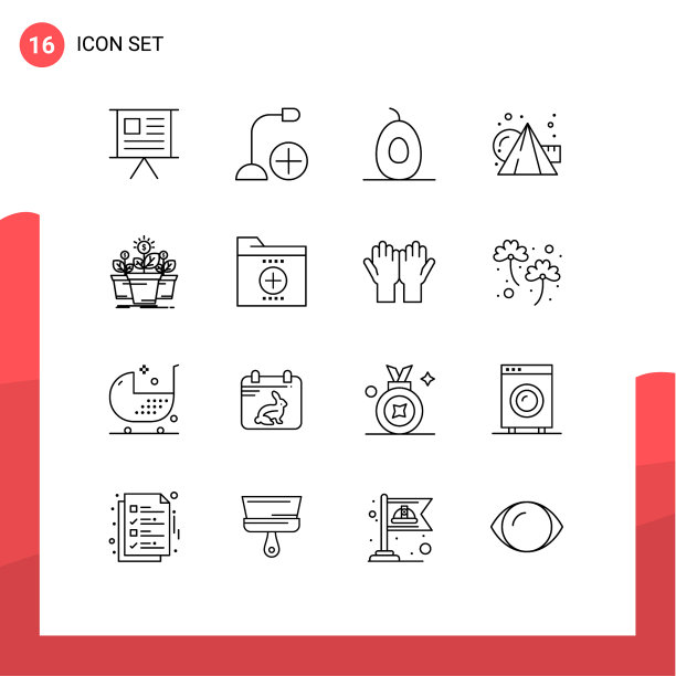 设置16个现代UI图标符号标志图片下载