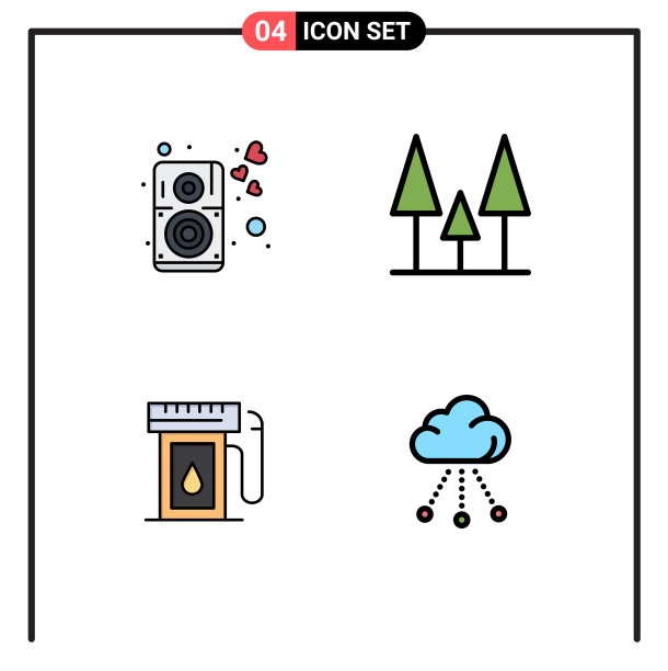 4主题填充线平面颜色和可编辑图片下载
