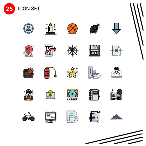 设置25个现代的UI图标符号食物图片下载