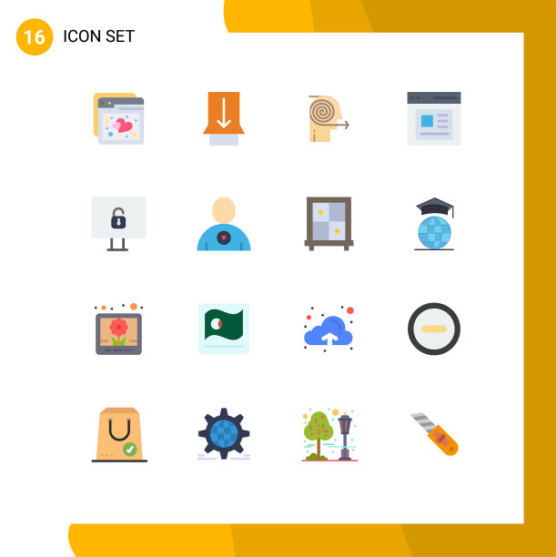 为锁定用户设置16种平面颜色图片下载