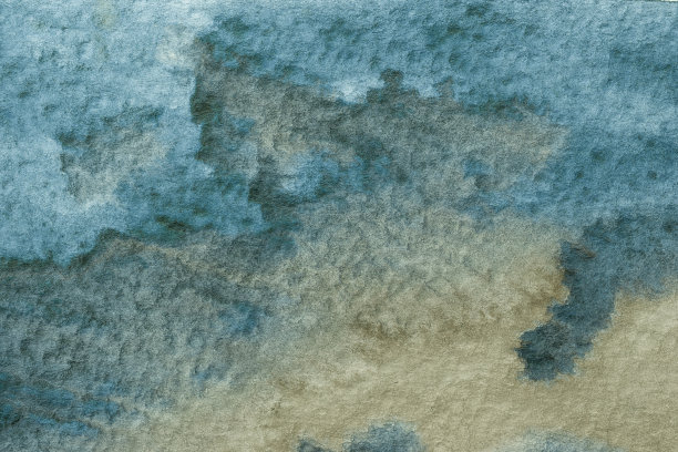 抽象艺术背景为浅蓝色和米色。水彩画在画布上与天空污点和柔和的梯度。图片下载