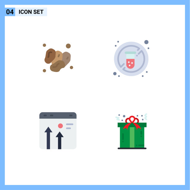 现代设置4个平面图标和符号等图片下载