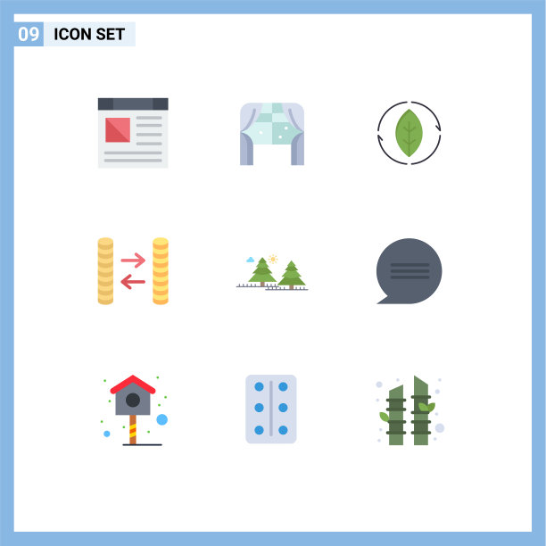 为丛林设置9个商业平面颜色包图片下载