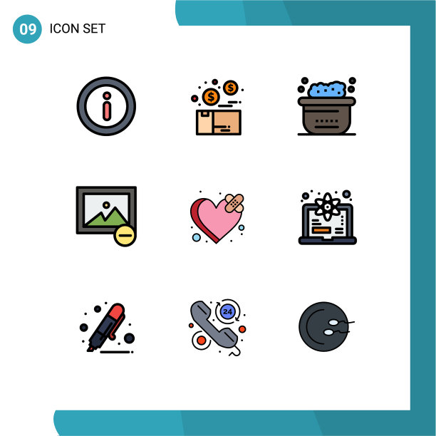 9主题填充线平色和可编辑图片下载